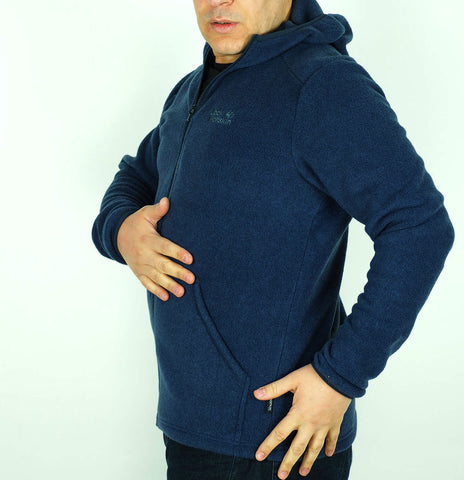 Mens Jack Wolfskin Vitage Sky 1707971 Night Blue Zip Up Warm Breathable Hoodie
