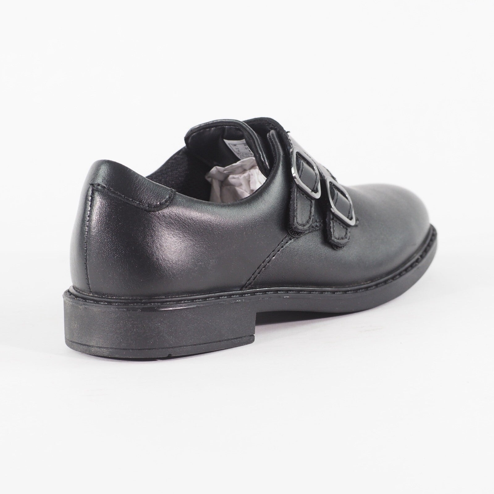 Girls Clarks Scala Street Black Leather Leader Double Strap School Walking Shoes