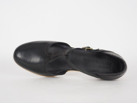 Womens Timberland EK Montvale 8049R Black Leather High Heel T Strap Summer Shoes