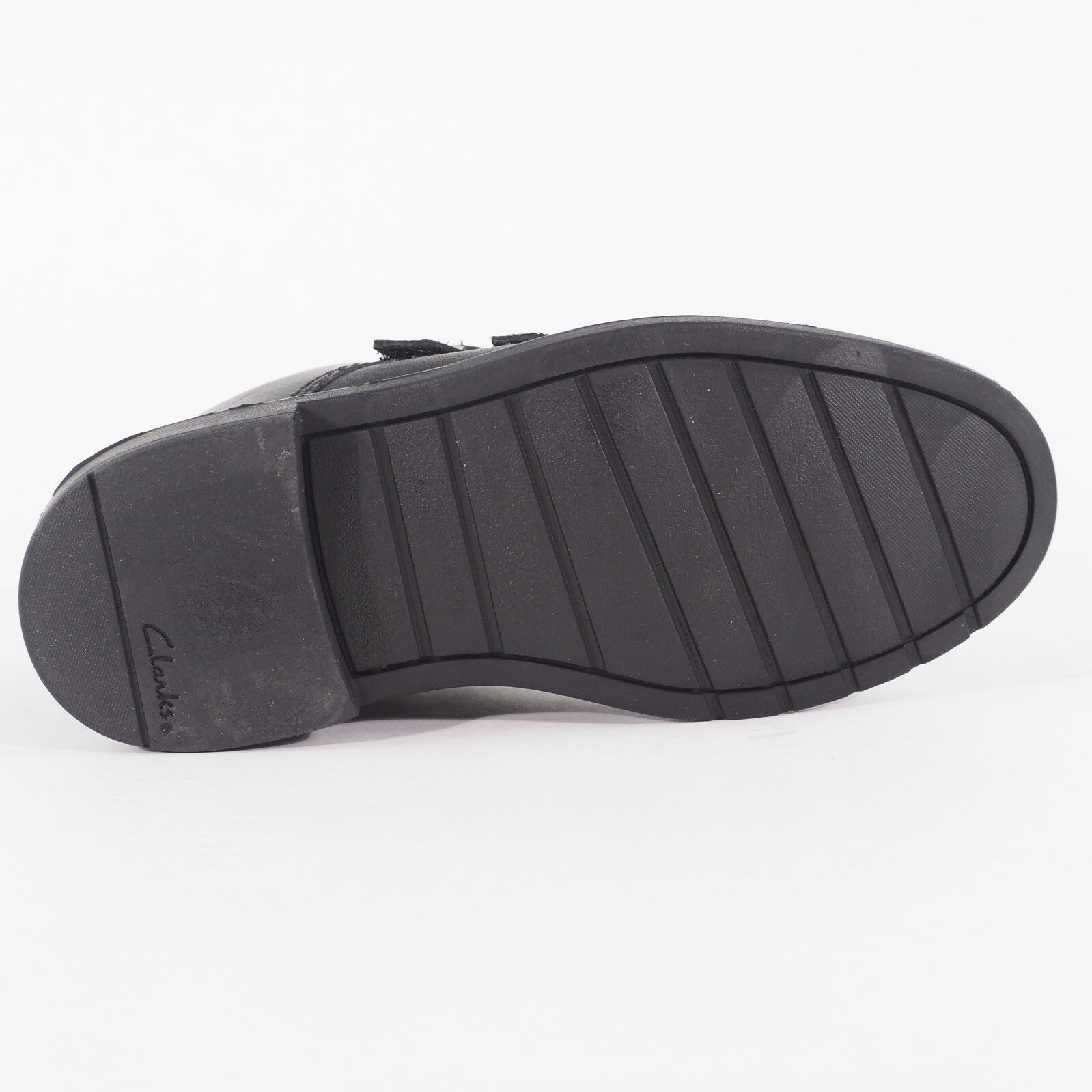 Girls Clarks Scala Street Black Leather Leader Double Strap School Walking Shoes