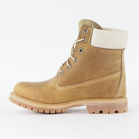 Womens Timberland 6 Inch Premium 8229A Khaki Leather Lace Up Waterproof Boots
