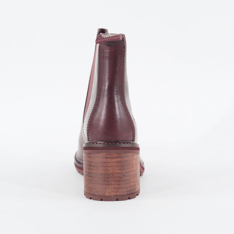 Womens Timberland Sienna High A23KA Dark Red Leather Pull On Chelsea Boots