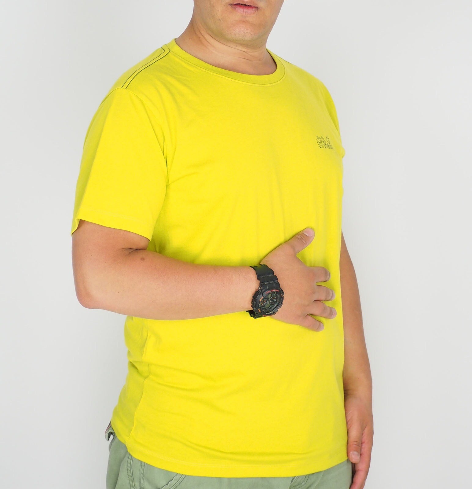 Mens Jack Wolfskin Paw Print Tee 1805141 Wild Lime Casual Short Sleeve T Shirt