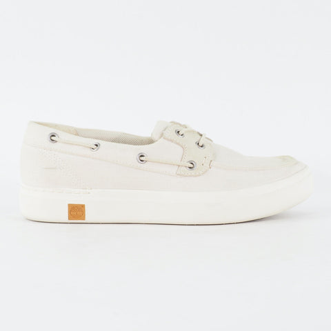 Womens Timberland 2 Eye A1A18 Off White Canvas Lace Up Casual Boat Light Shoes
