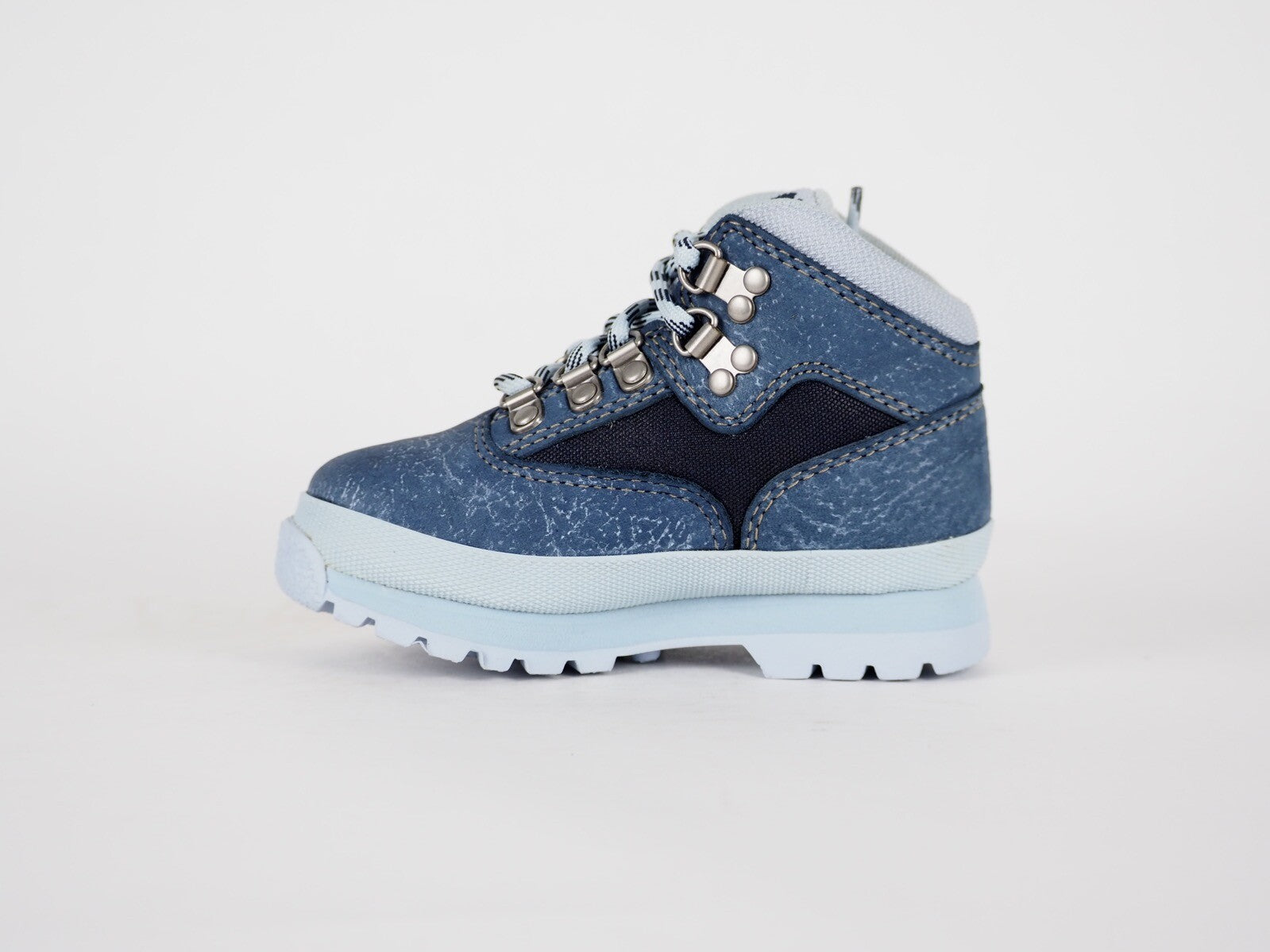 Boys Toddlers Timberland Euro Hiker A1AG2 Blue Leather Textile Lace Up Boots