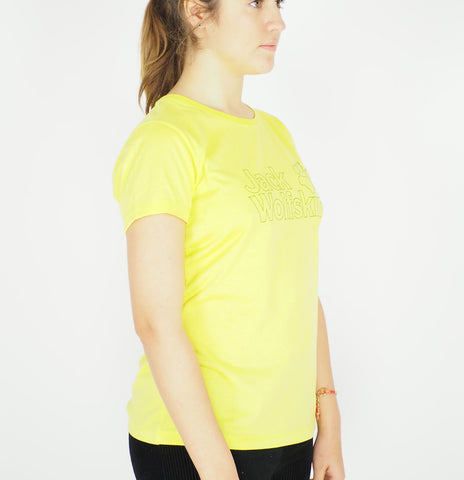 Womens Jack Wolfskin New 1804681 Bright Absinth Yellow Regular Fit T-Shirt