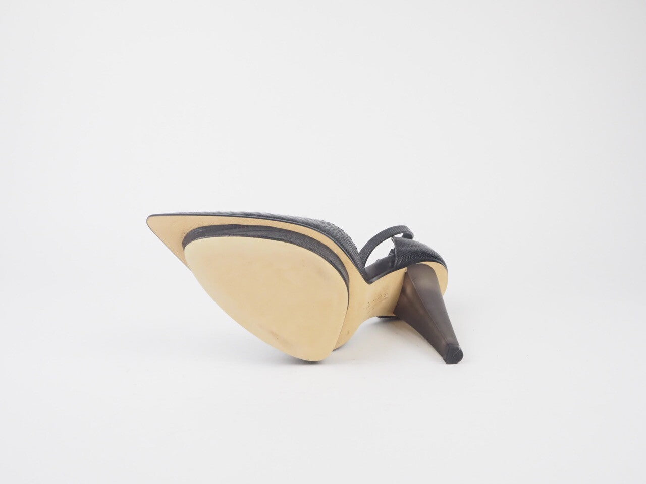 Womens Calvin Klein Kyra Waxed Lizard J3150 Leather Black Heels Shoes 