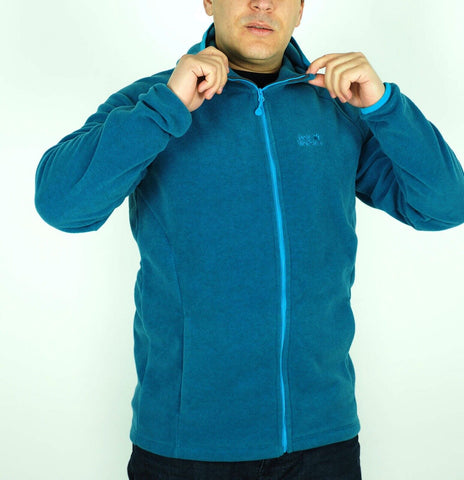 Mens Jack Wolfskin Ledro 5007711 Moroccan Blue Warm Zip Up Fleece Sweatshirt