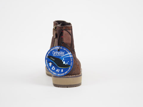 Boys Timberland EK A17G7 Dark Brown Leather Zip Up Casual Winter Chelsea Boots