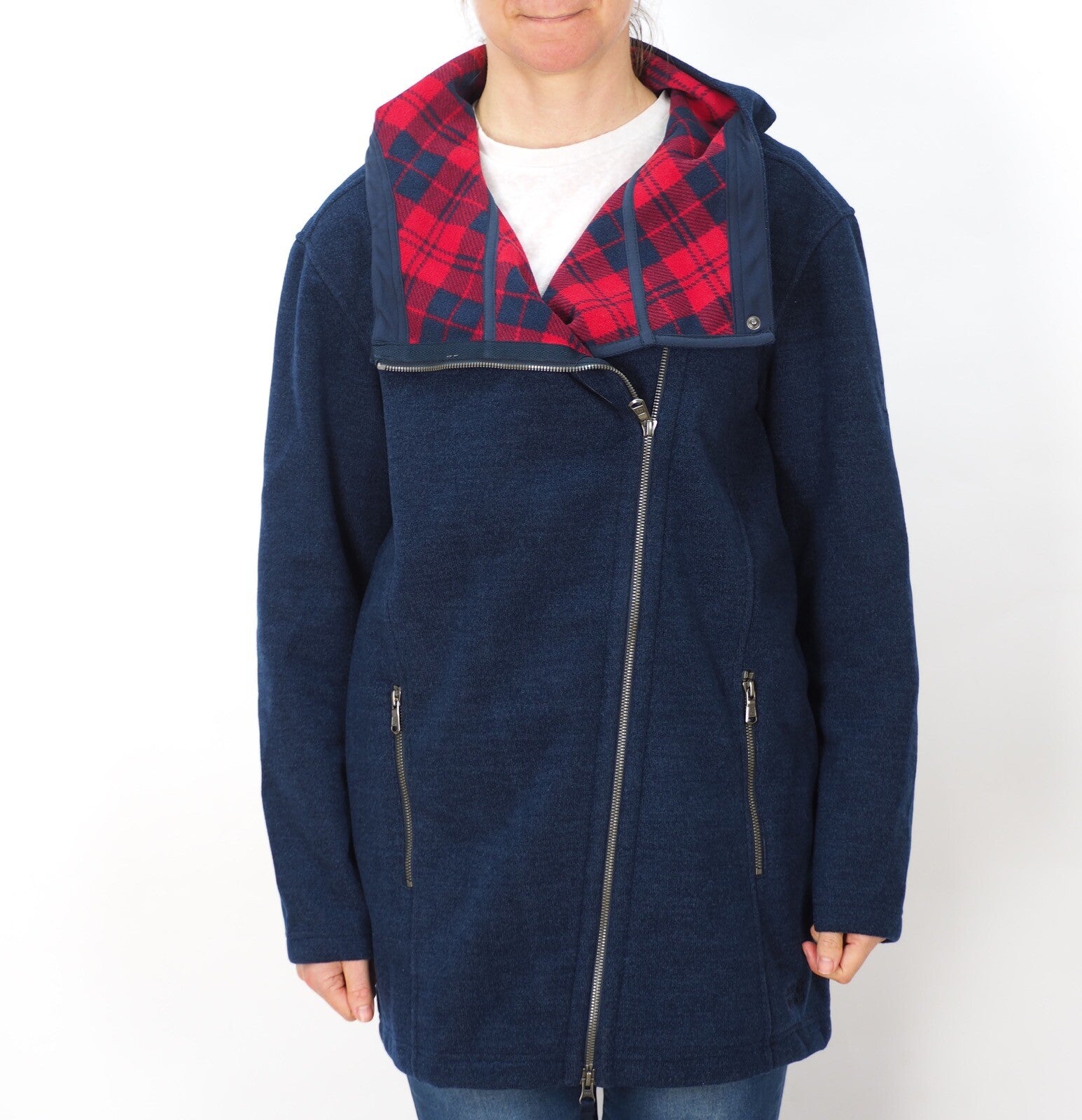 Womens Jack Wolfskin Stromlock 1705611 Night Blue Asimetrical Zip Up Warm Fleece