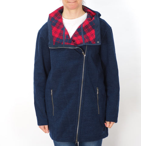 Womens Jack Wolfskin Stromlock 1705611 Night Blue Asimetrical Zip Up Warm Fleece