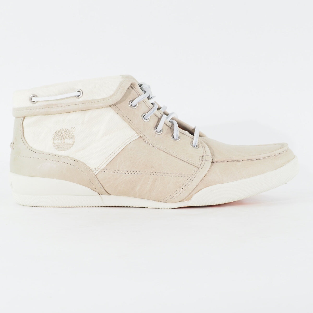 Mens Timberland EK Chukka 5265R Beige Leather Canvas Lace Up Casual Boots