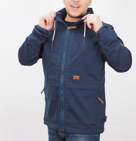 Mens Jack Wolfskin Manitoba II 1303011 Night Blue Zip Up Light Casual Jacket