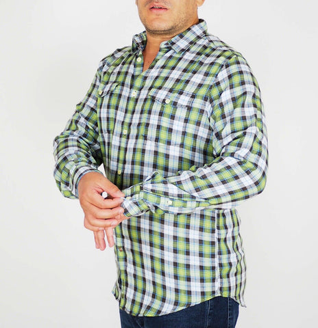 Mens The Original Ben Sherman Walken MA1224M Green Checked Regular Fit Shirt