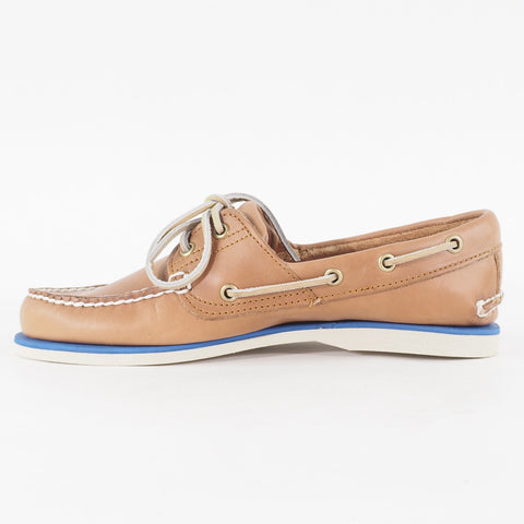 Mens Timberland Classic 2 Eye A16M8 Brown Leather Lace Up Casual Boat Shoes