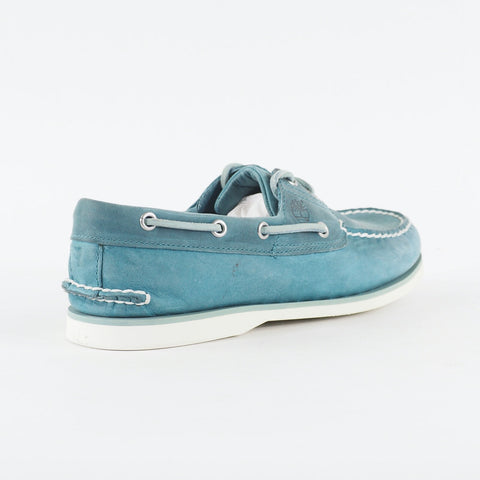 Mens Timberland Classic 2 Eye 29596 Teal Leather Lace Up Casual Boat Shoes