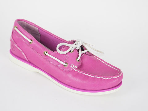 Womens Timberland Amherst 8336B Magenta Leather Boat Shoes Casual Moccasins
