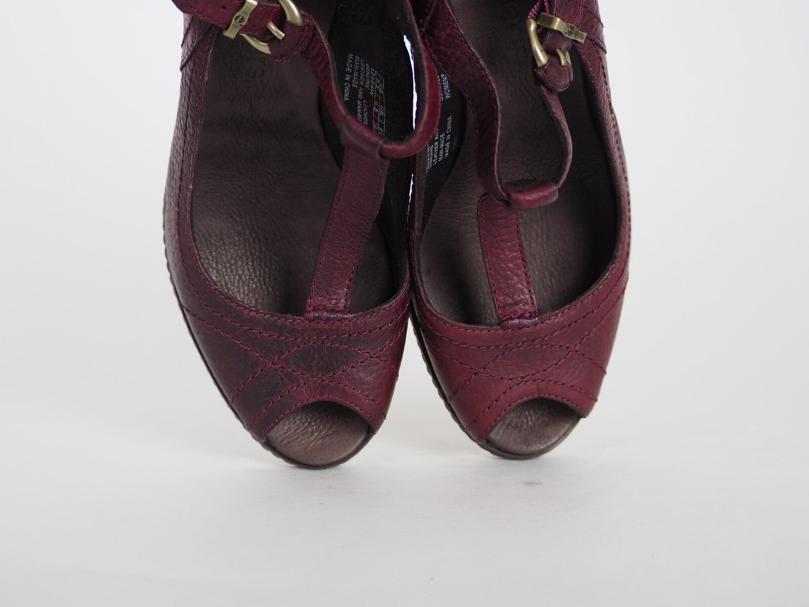 Womens Timberland Maeslin T-Strap 18624 Burgundy Leather Slingback Sandals UK 5