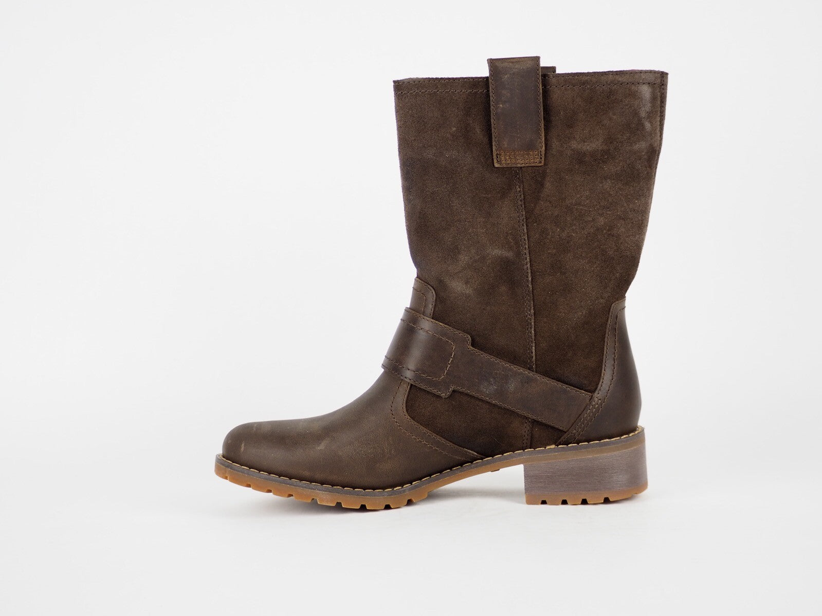 Womens Timberland Wenham A161R Dark Brown Leather Pull On Casual Winter Boots