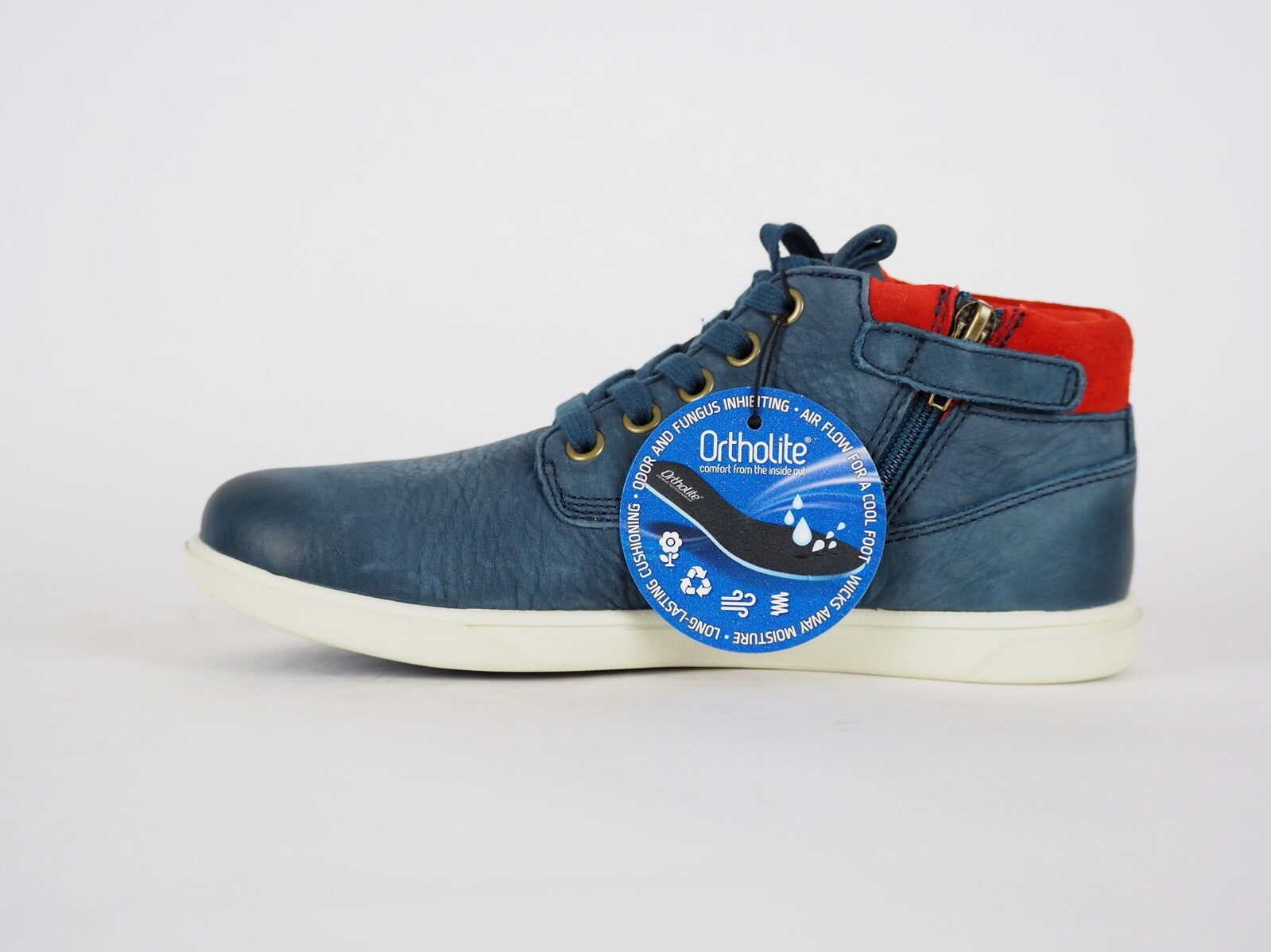 Boys Timberland Groveton A18KV Navy Leather Zip Up Chukka Boots