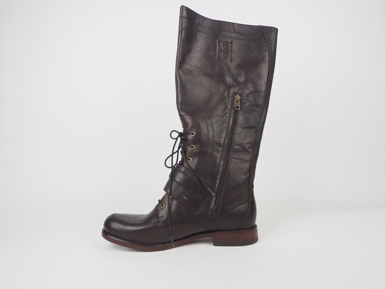 Womens Timberland Lucille 20645 Leather Dark Brown Ladies Half Zip On Side Boots