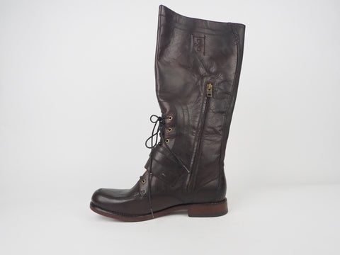 Womens Timberland Lucille 20645 Leather Dark Brown Ladies Half Zip On Side Boots