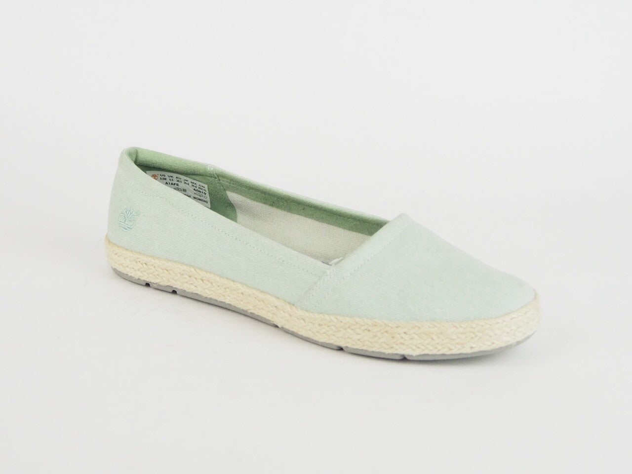 Womens Timberland Casco Bay A1AFE Mint Green Fabric Slip On Casual Canvas Shoes