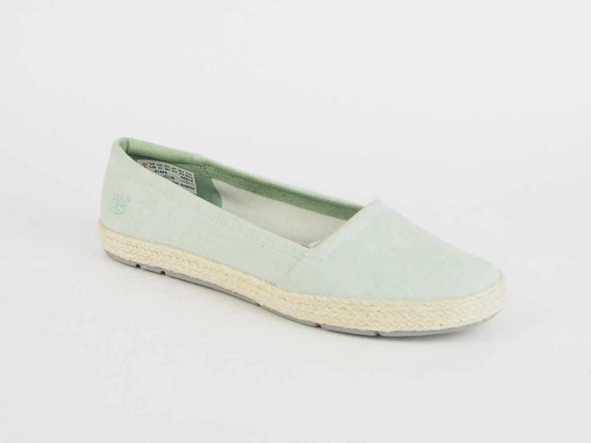 Womens Timberland Casco Bay A1AFE Mint Green Fabric Slip On Casual Canvas Shoes