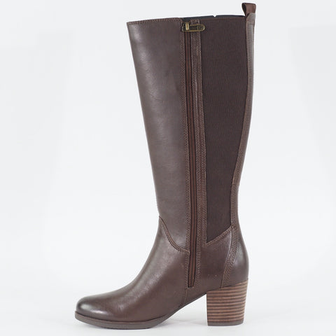 Womens Timberland Eleonor Street A1S9N Brown Leather Zip Up Casual Tall Boots