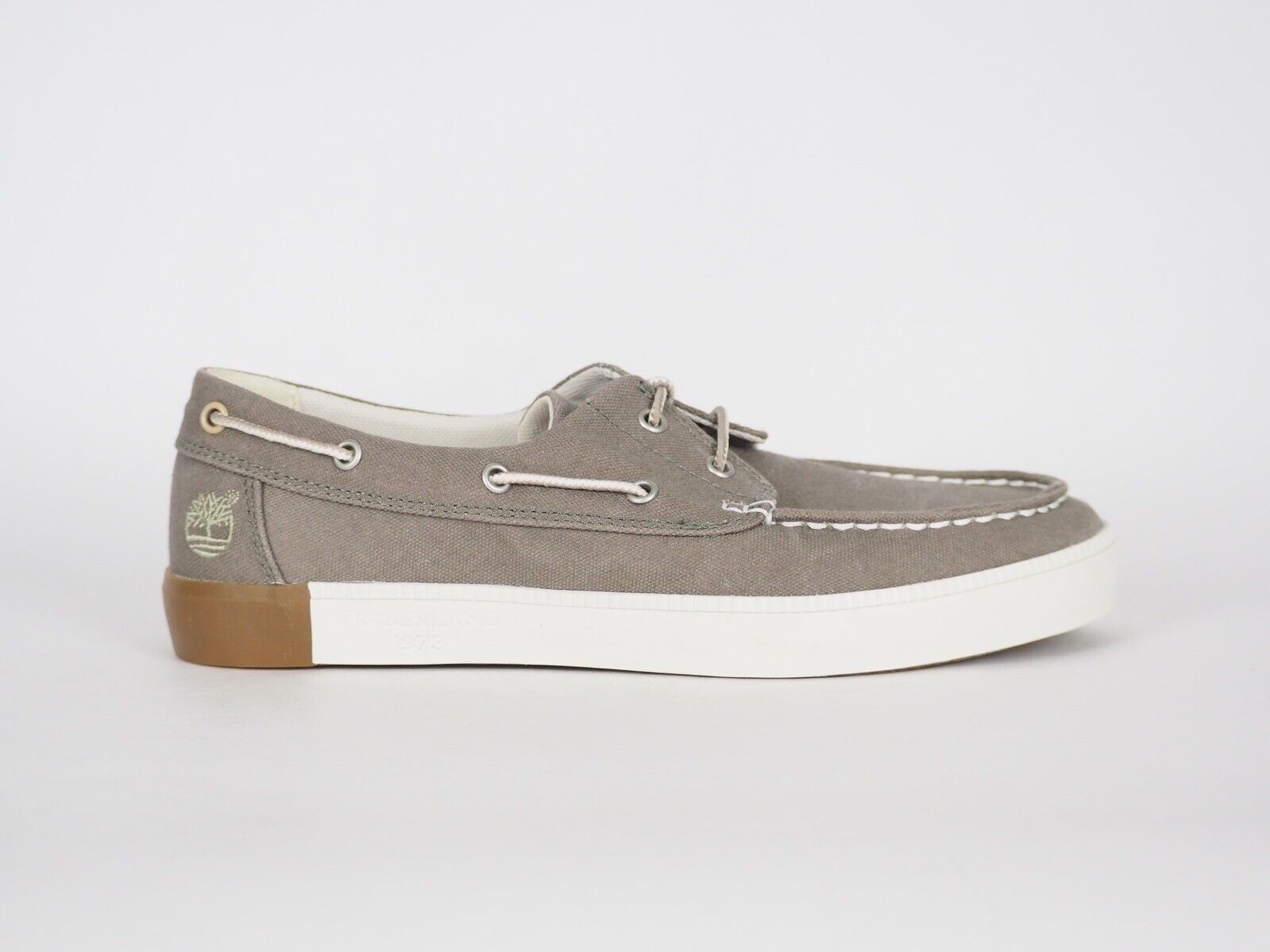 Mens Timberland Newport Canvas A157R Light Grey Casual Boat Shoes Low Trainers