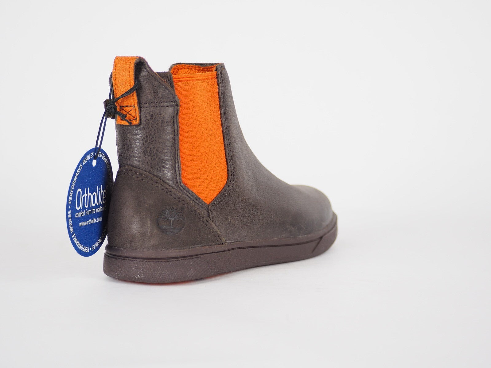 Boys Timberland Groveton A18OK Mulch Brown Leather Zip Up Chelsea Boots