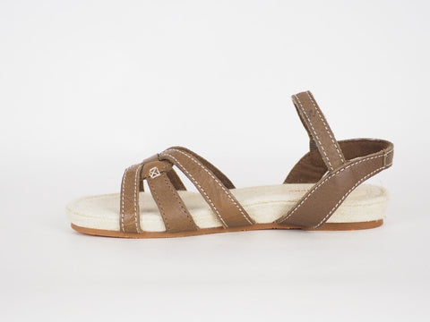 Womens Timberland EK Ankle Strap 8058R Brown Leather Casual Flat Summer Sandals