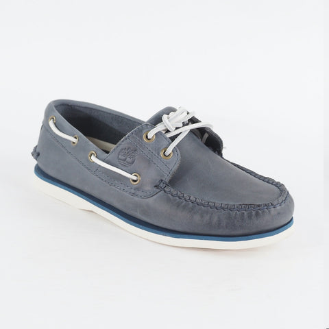 Mens Timberland Classic 2 Eyed 29588 Navy Blue Leather Lace Up Casual Boat Shoes