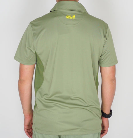 Mens Jack Wolfskin Texel 5010761 Khaki Green Casual Short Sleeve Polo Shirt