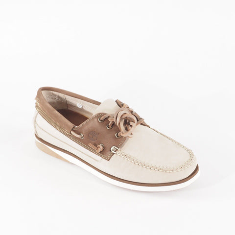 Mens Timberland Atlantis Boat Nubuck A2QGX Beige Leather Lace Walking Shoes