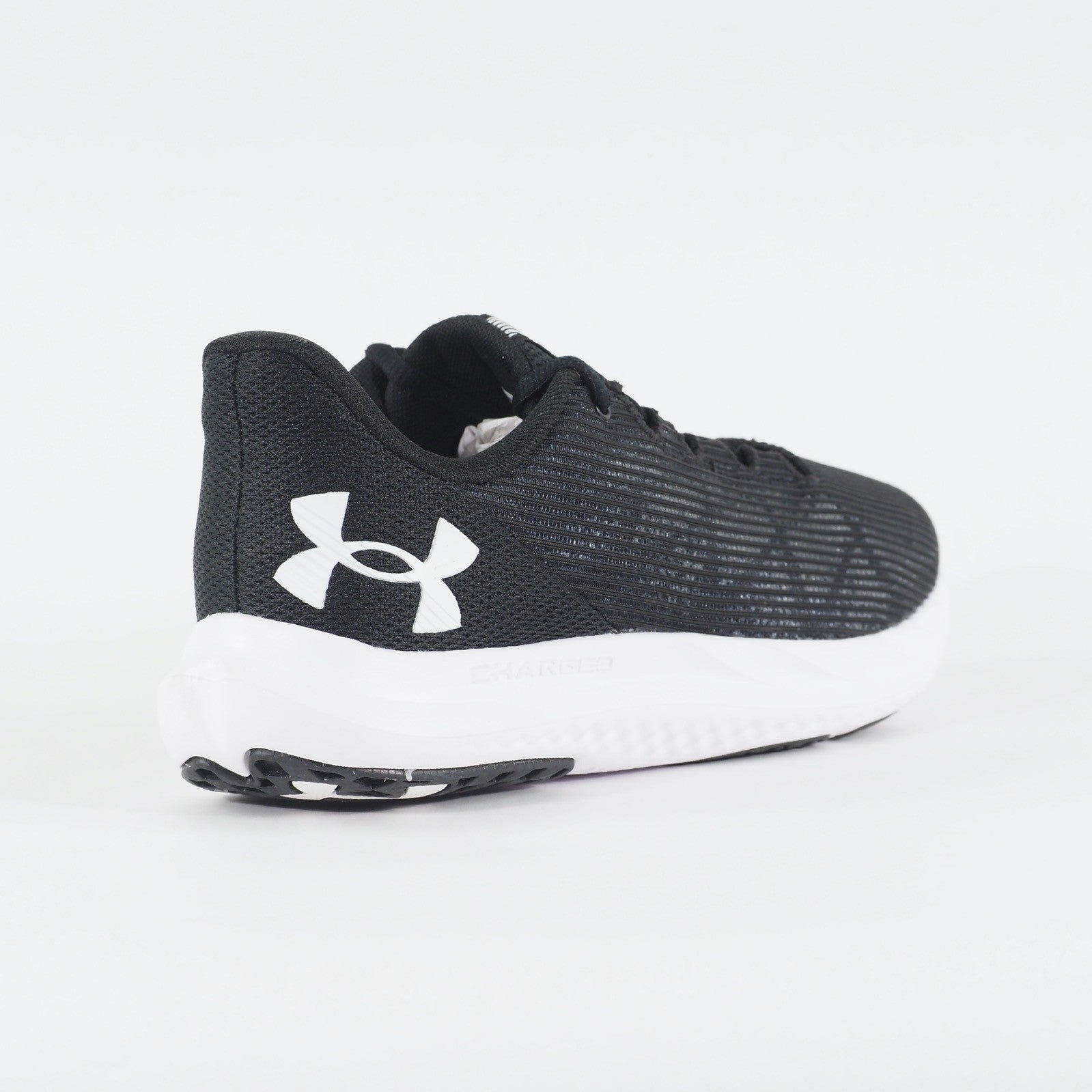 Mens Under Armour Charged S Swift Black Mesh Running Lace Up Sports Trainers