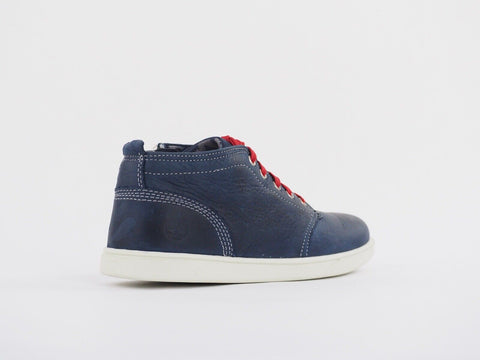 Juniors Boys Timberland Groveton 3291A Navy Leather Side Zip Shoes Chukka Boots