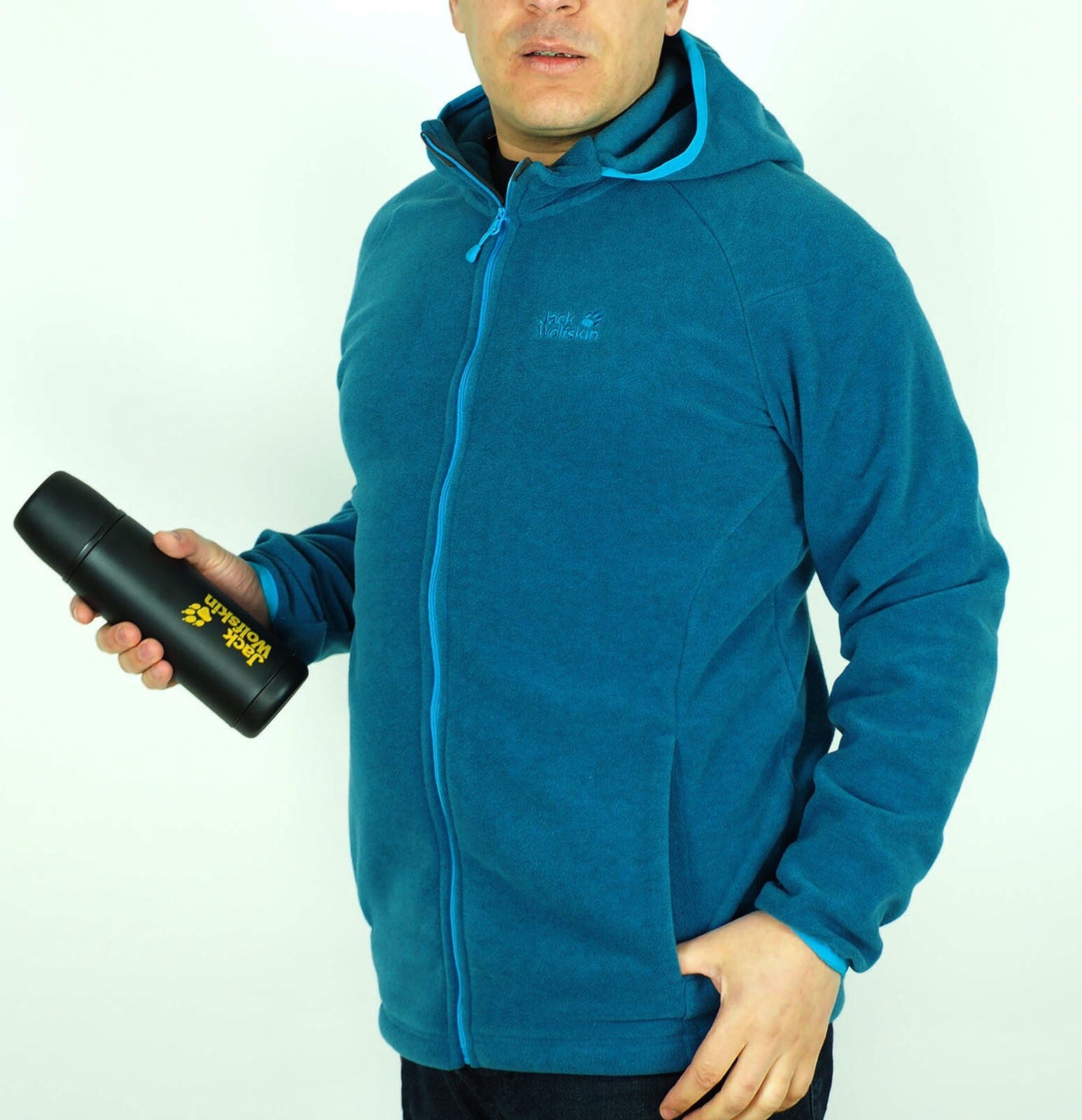 Mens Jack Wolfskin Ledro 5007711 Moroccan Blue Warm Zip Up Fleece Sweatshirt