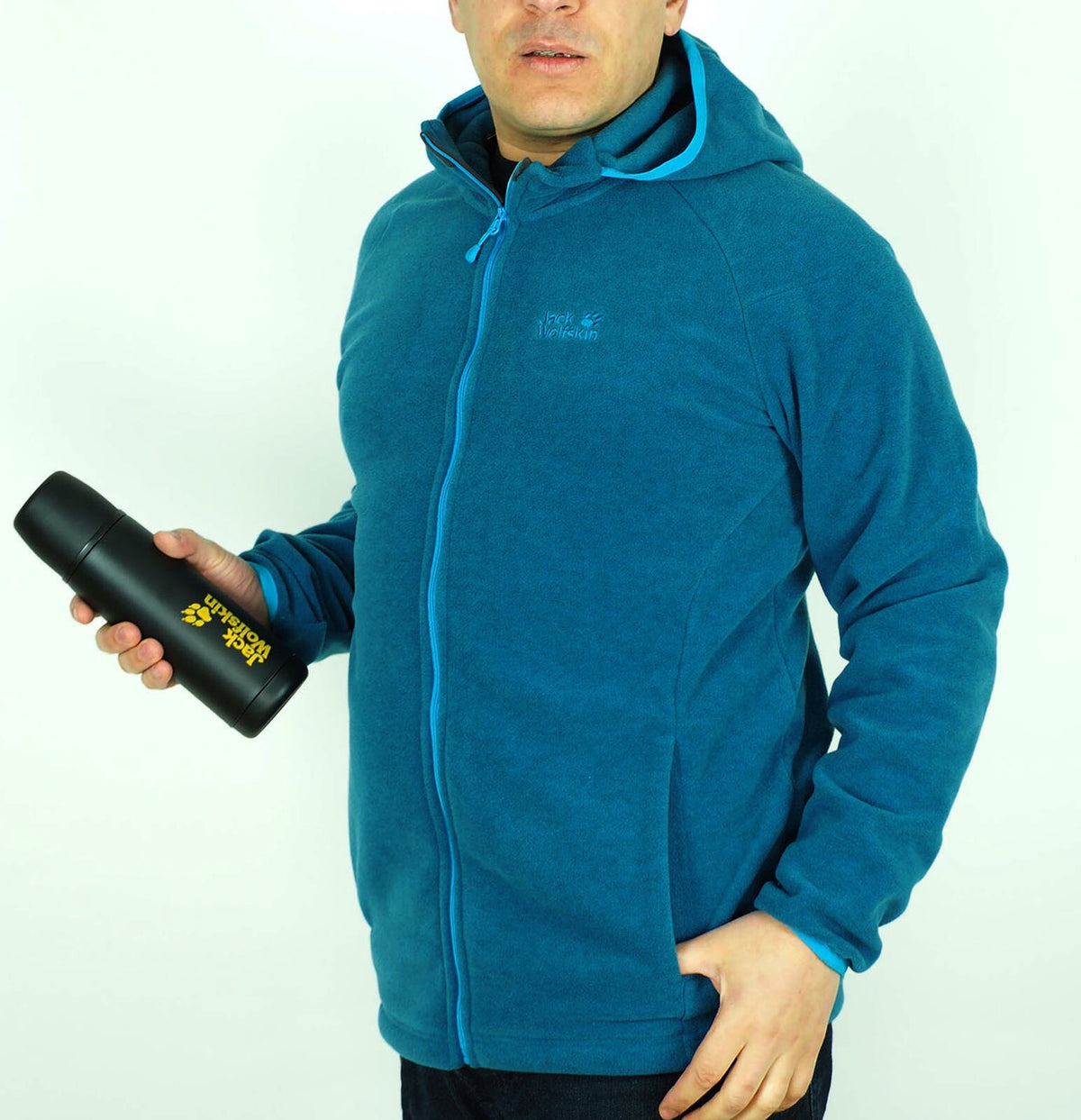 Mens Jack Wolfskin Ledro 5007711 Moroccan Blue Warm Zip Up Fleece Sweatshirt