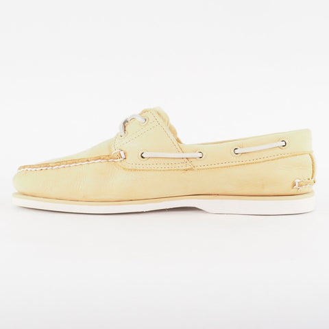 Mens Timberland Classic 2 Eye A1LKO Light Yellow Leather Lace Casual Boat Shoes