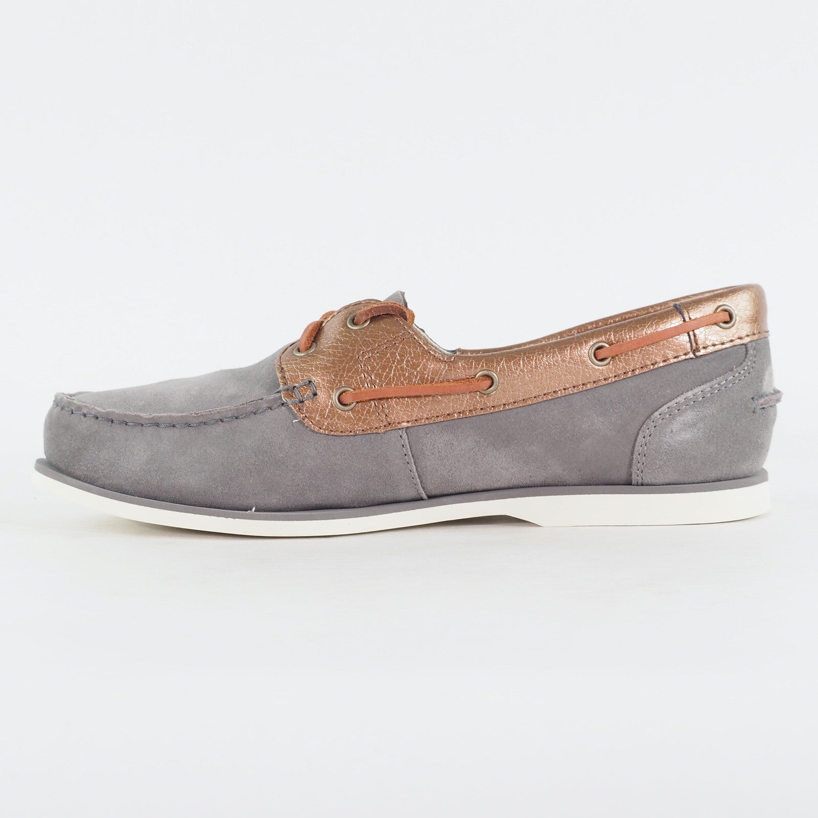 Womens Timberland Classic A1C2H Steeple Grey Leather Lace Up Casual Boat Shoes