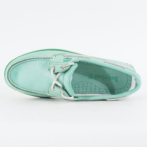 Mens Timberland Classic 2 Eyed A13NZ Mint Green Leather Laced Casual Boat Shoes
