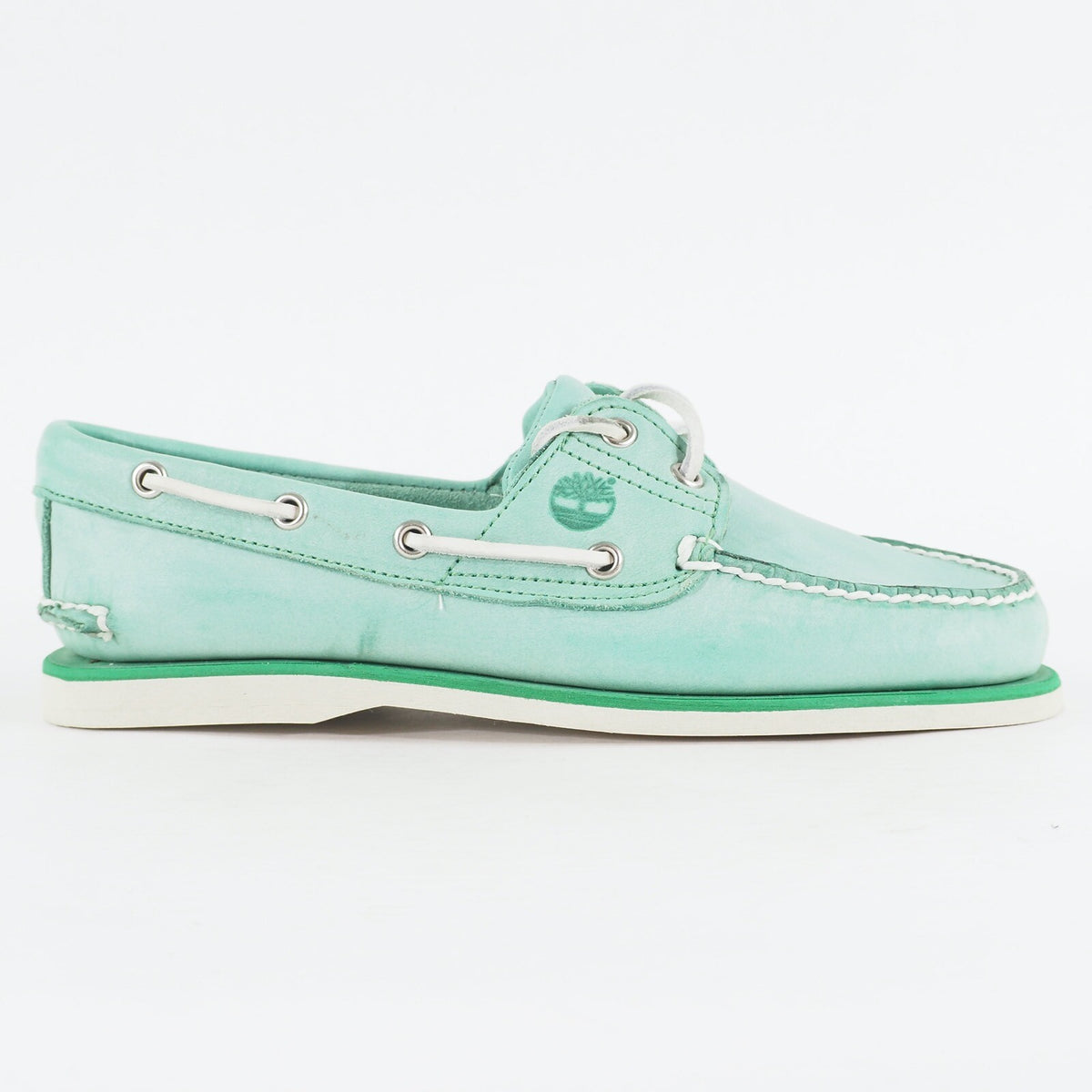 Mens Timberland Classic 2 Eyed A13NZ Mint Green Leather Laced Casual Boat Shoes