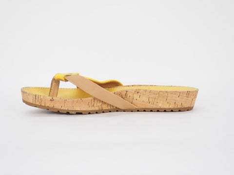 Womens Timberland Estela 24691 Yellow / Brown Leather Summer Thong Flip Flops