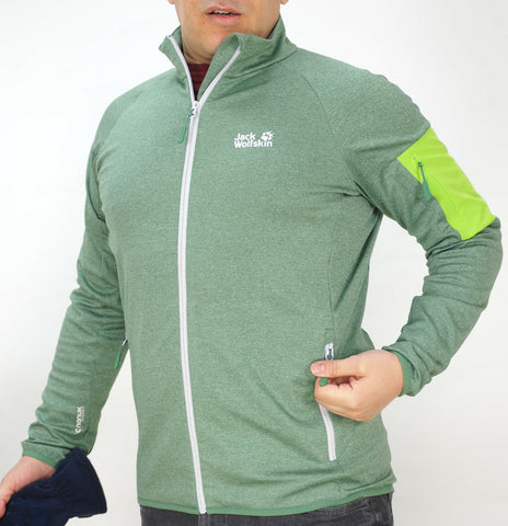Mens Jack Wolfskin Milford Breathable Zip Up Sage Sports Jacket