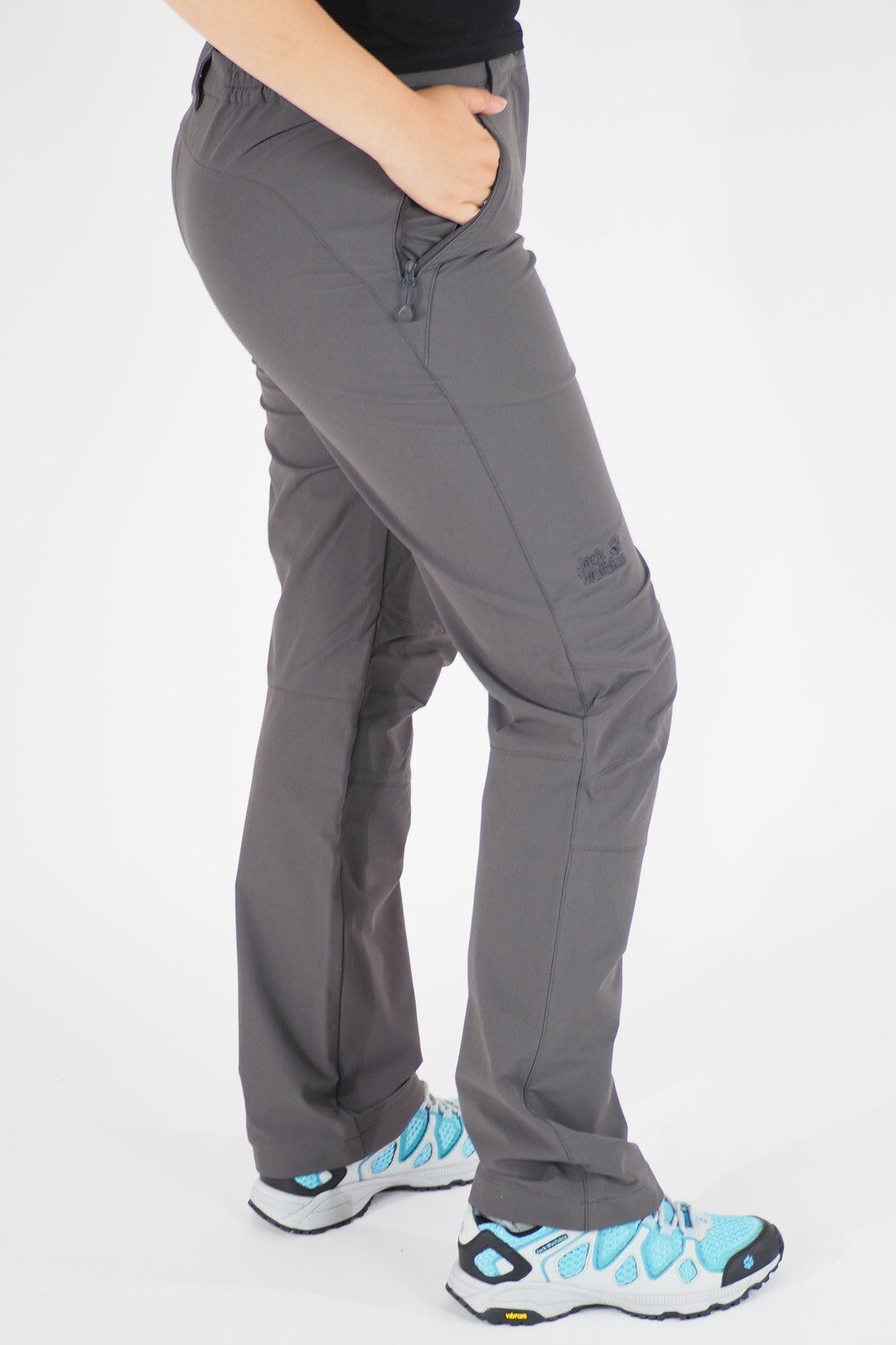 Womens Jack Wolfskin Basic 5008201 Dark Steel Windproof Stretch Hiking Trousers