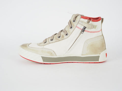 Boys Timberland EK 80726 Beige Leather Lace Up Casual Trainers Chukka Boots