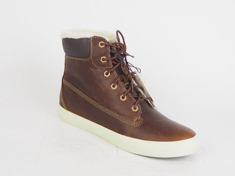 Womens Timberland Flannery 6 Inch A18XG Brown Leather Lace Up Chukka Fur Boots