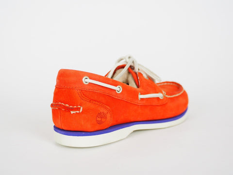 Womens Timberland EK Classic 2 Eye 8860R Orange Leather Boat Shoes UK 5