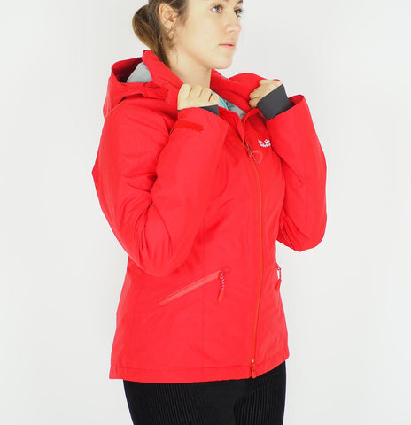 Womens Jack Wolfskin Good Alpine 1111631 Red Fire Zip Up Waterproof Jacket